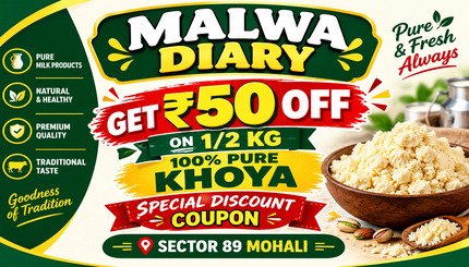 Malwa Dairy Get 50/Rs Discount