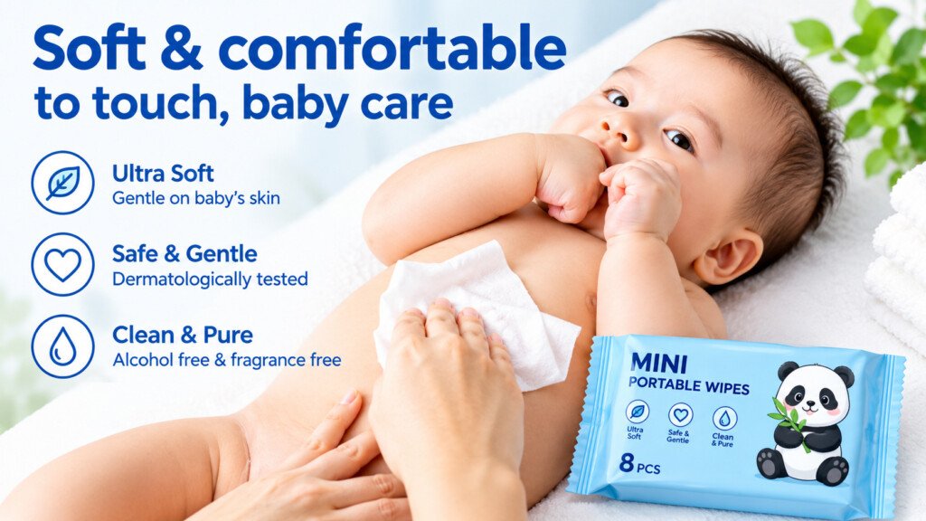 Mini Baby Wipes 64 Pcs (8 Packs x 8 Sheets)